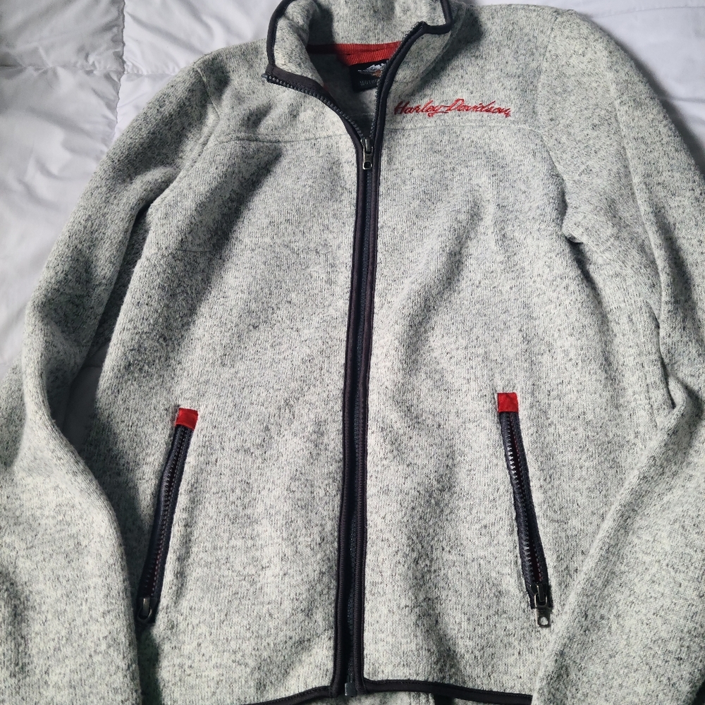 Women's Small Harley-Davidson Gray Zip-Up Fleece Jacket